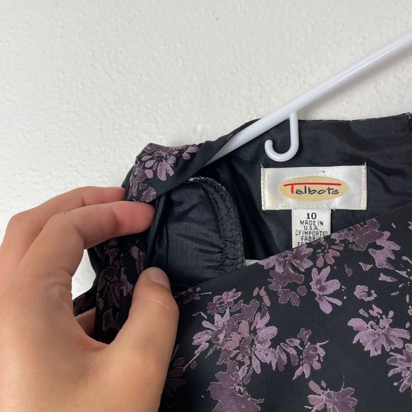 VTG 90s‎ Talbots Sz 10 Black & Purple Floral Maxi Dress Whimsy Goth Cottagecore - Picture 5 of 9